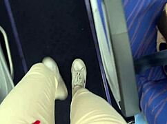 Wow, risky public jerking off on the plane!