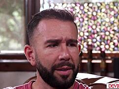 Guy fucks petite lesbian friend and cums inside.