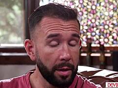 Guy fucks petite lesbian friend and cums inside.