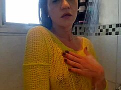 Latina Girl Masturbates in Shower, Rubbing Tits and Ass