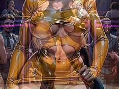 Rubia IA en bodycon expone coño en discoteca 😏