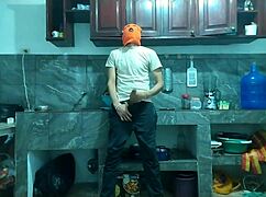 Flaccid Penis to Erect: 25-Year-Old Man Masturbates Big Cock in Kitchen