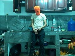 Flaccid Penis to Erect: 25-Year-Old Man Masturbates Big Cock in Kitchen