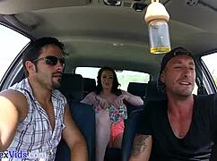 busty brit publicly blows before outdoor sex