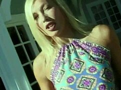 blonde plugs pussy teases asshole