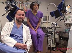 Jackie Banes undergoes her yearly physical examination with gloves and latex