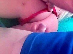 Blonde fuck doll masturbates outdoors in lingerie