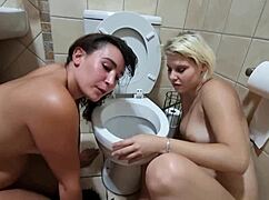 Two Toilet Slaves Licking The Toilet Want You To Piss On Them!