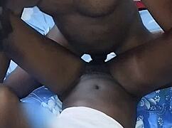 My step bro fucking and fingering my hairy pussy after she found me naked on his bed