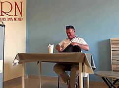 Naked waitress lets restaurant guest eat from her navel