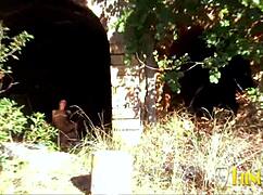 french brunette is in the mood for some outdoor anal