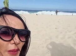 Dogging on the beach with tinder guy, big cock assfucking brunette milf