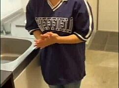 In this amateur video, I spotted my girlfriend's perky ass, got hard, pulled down her jeans halfway, and slid my big dick in, making her moan in ecstasy.