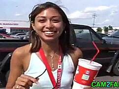 Cute teen with small tits gets facialized