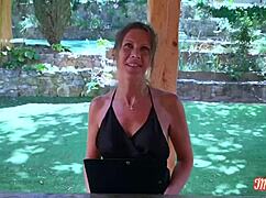 milena and ashley, those hot cougars, share a big dick in lingerie threesome