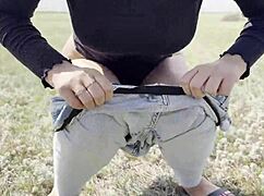 Wild public pissing in nature pov 😍