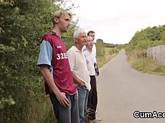 Hot doll gets cum load on her face eating all the charge