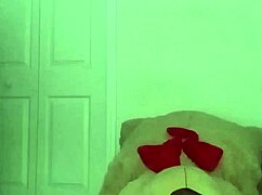 Stretching like zodiac animals with toy bear