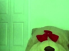 Stretching like zodiac animals with toy bear