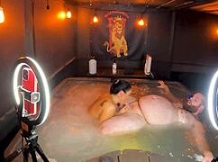 Relaxing in hot tub with sheena ryder