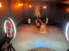 Relaxing in hot tub with sheena ryder