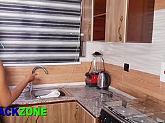 My step mom is trying to cook in the kitchen 😊