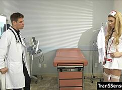Intriguing shemale nurse gets fucked in the asshole
