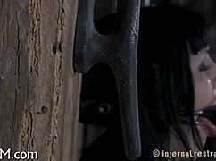 punishing hottie with drawings bent over and bound