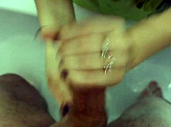 spying on her step son in the shower - washed his cock sucked jerked off and finished in the mouth of the mom said thank you and left