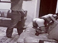 Husband watching asian wife get cummed on