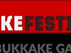 Nasty bukkake sluts munch on big cocks and balls in group party! 😈🍆