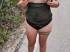 Whore Shows Ass And Tits On Public Mexican Road!