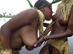 my 2 african zulu wives bathing in village which tits do you like better 😍