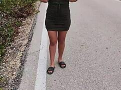 Whore Shows Ass And Tits On Public Mexican Road!