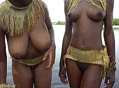 my 2 african zulu wives bathing in village which tits do you like better 😍