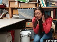 Is this cute shy teen shoplifter Lilly Hall ready for hard doggystyle?