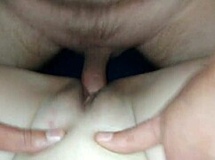 fucking the neighbor's busty wife hard in her wet shaved pussy