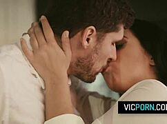 Horny couple have rough sex in the kitchen