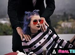 Naughty goth arya fae takes big cock deep in tight ass for anal time