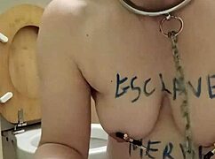 french housewife engages in self-bondage humiliation outdoors