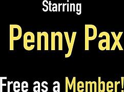 The redhead penny pax stuffs her cunt with a glass vaginal plug