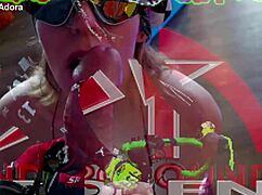 Submissive slut endures intense anal fucking with massive cock, deepthroat, and cum swallowing.