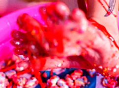 Making her feet totally messy with goddess domination 😈