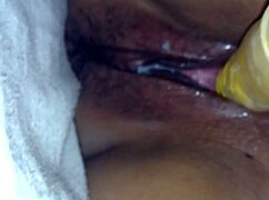 hey, that woman uses a sextoy for creampie orgasms while masturbating