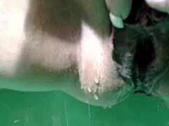 Russian woman performs a solo show with toys and fluids