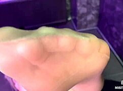 I tease you with my beautiful feet and ass in flesh-colored pantyhose, goddess-like and tempting