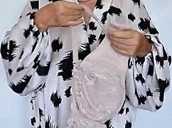 From beige to mint, busty granny mariaolds explores lingerie fashion