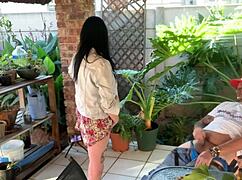Outdoor Mutual Masturbation With Stepsis In Skirt