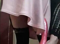 bisexual crossdresser mark wright fucks a dildo on a stick then sucks it clean wishing it was your cock instead of this rubber one