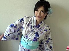 Japanese Lady With Big Tits In Kimono Saki Aoyama Sucks Cock Outdoors Uncensored!